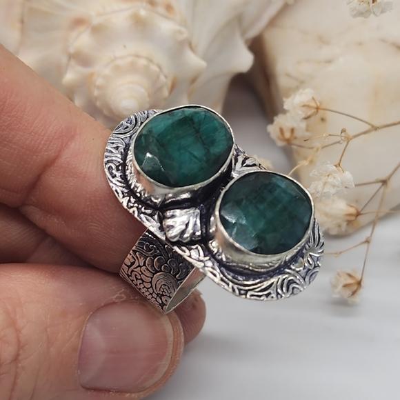 Silver 925 Ring Natural Jade Stone - Picture 4 of 12